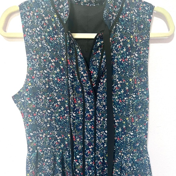 Blue Tie Front Sleeveless Midi Sundress SMALL - Picture 4 of 11